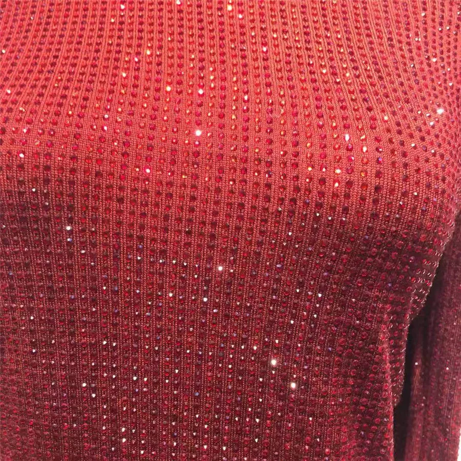 New Women Fashion Sweater Jumper Long Sleeve Diamond Pattern Red Jumper Sweater Winter Women Sweater O-neck Tops Sweaters