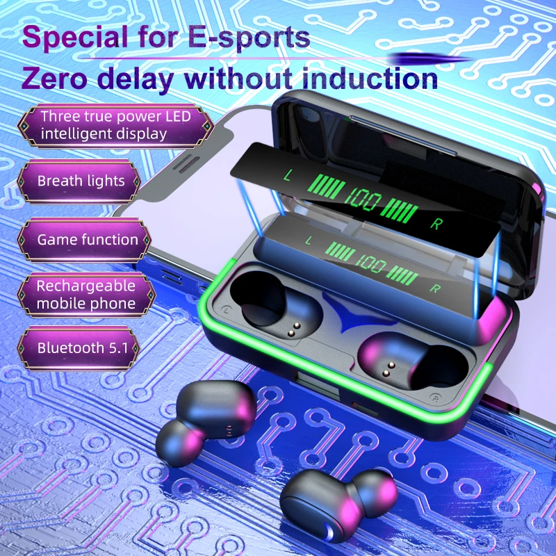 

TWS Bluetooth 5.0 Earphones Charging Box Wireless Headphone Shunpin Sports Waterproof 9D Stereo Earbuds Headsets With Microphone