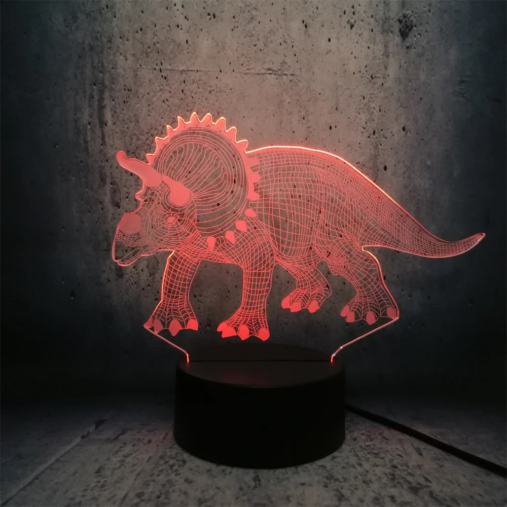 Трехмерная светодиодсветодиодный лампа Triceratops для фанатов динозавров фигурки из