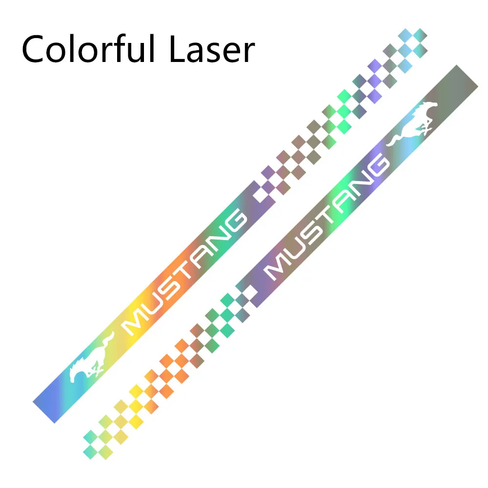 Colorful Laser 2 шт. боковые полосы автомобильные наклейки Автомобильная виниловая пленка наклейка Спортивная графика для Ford Mustang автостайлинг автомобильные принадлежности для тюнинга - Название цвета: Colorful Laser