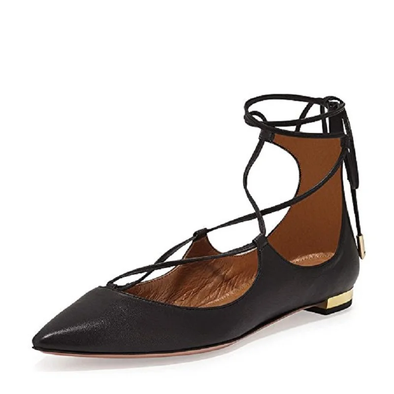 Женские туфли на плоской подошве с острым носком размеры 4 15|Обувь без каблука| |