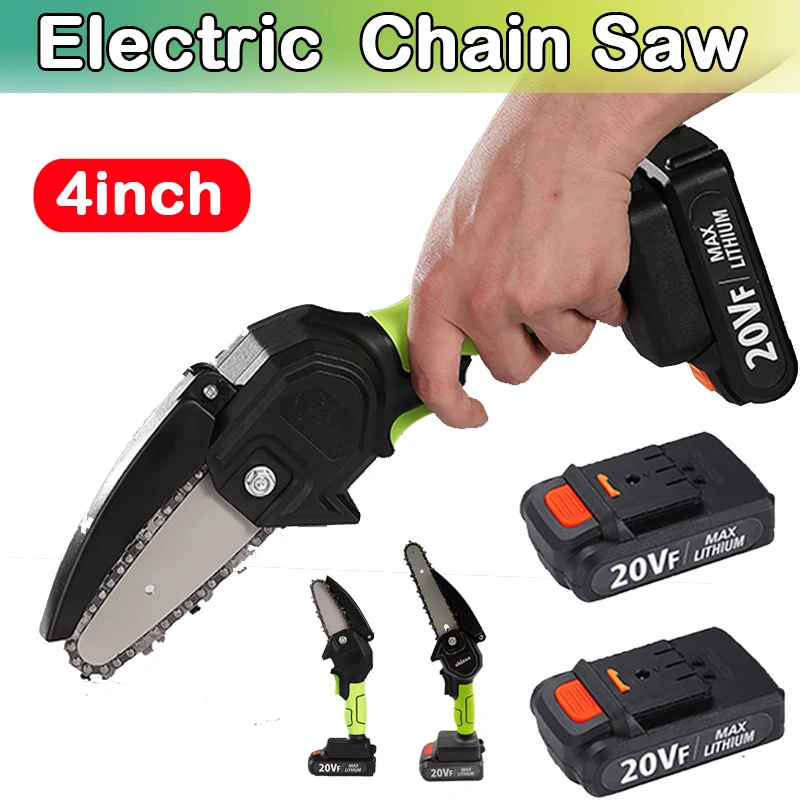 

4Inch Electric Mini Chain Saws Pruning ChainSaw Cordless For Fruit Tree Woodworking Garden Tools Kits Hand Held Wood Cutters