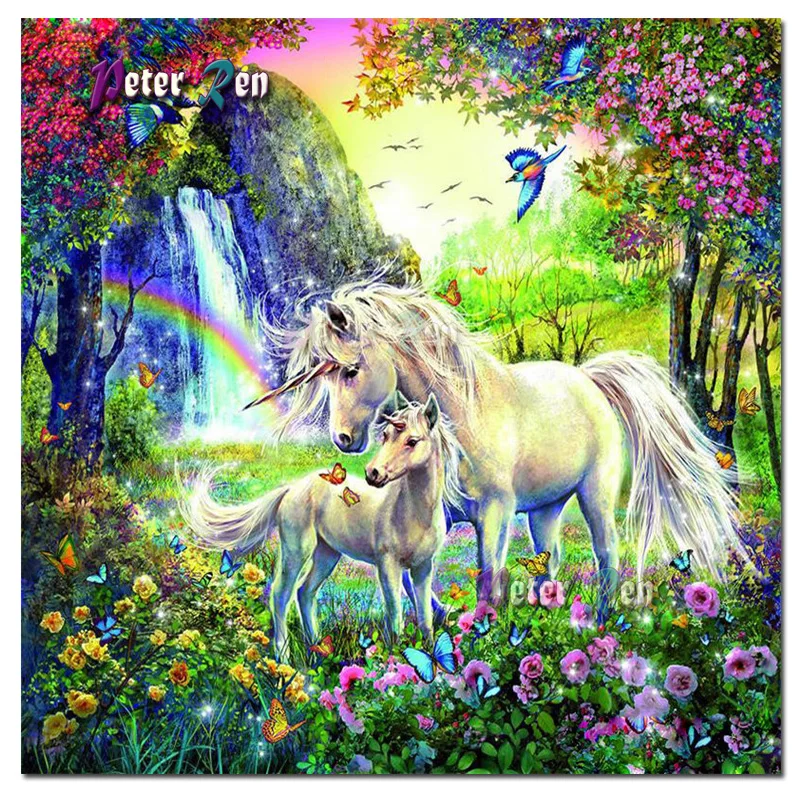 

Diamond Painting Cross Stitch Unicorn flower Full Square\Round Diamond Embroidery Picture Rhinestone art Living room decoration