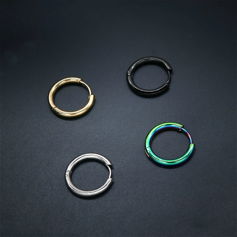 

Stainless Steel Hoop Round Earrings For Men Trendy Hip Hop Rock Punk Earrings Jewelry Piercing Stud