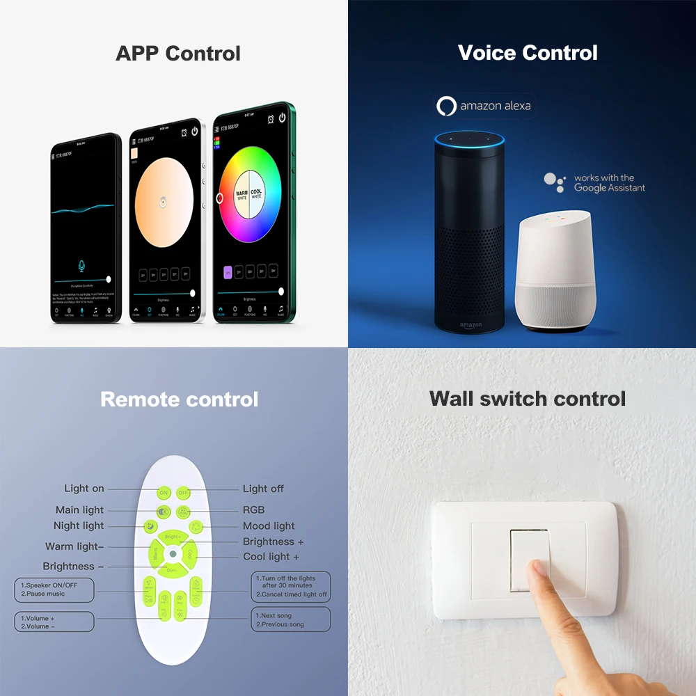 

Smart ceiling light APP control dimming and color adjustment, WIFIvoice control bluetooth speaker ceiling lamp kitchen bedroom