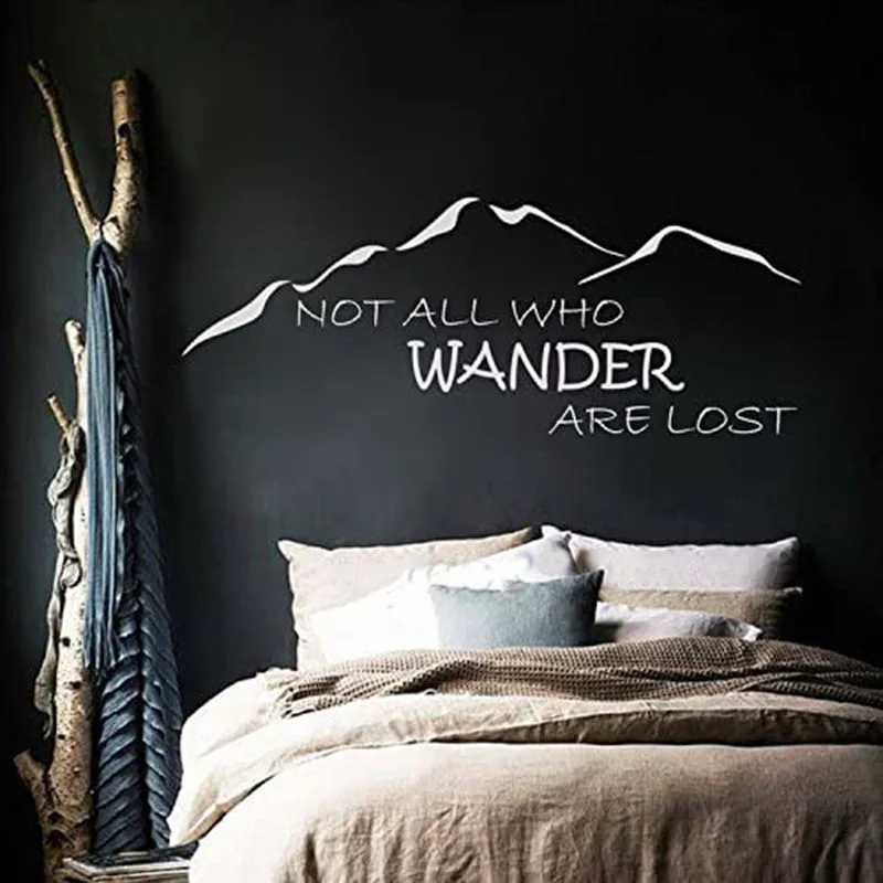 

Not All Who Wander are Lost Mountain Wall Sticker Kids Room Nursery Travel Inspirational Quote Motivation Love Wall Decal Vinyl