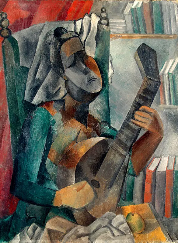 Картина на холсте с изображением женщины мандолиной Пабло Пикассо для домашнего