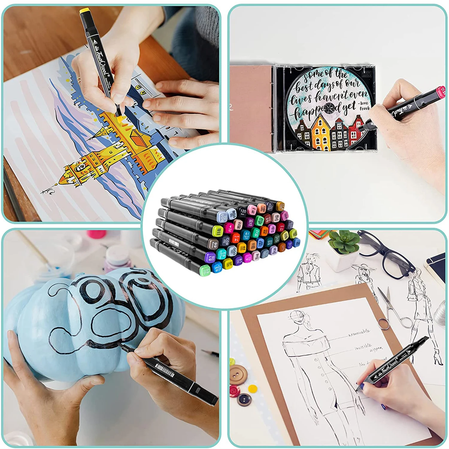 Najtaniej Zestaw Markerów 204, Końcówki Z Obu Stron Markery Artystyczne, Markery Szkicowe Do Rysowania Szkicowanie Tworzenie Kartek Ilustracje Markery Artysty