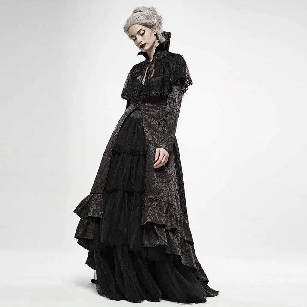Punk Rave Women's Goth O-Neck Mesh Sleeveless Little Cloak WY-1164DPF |
