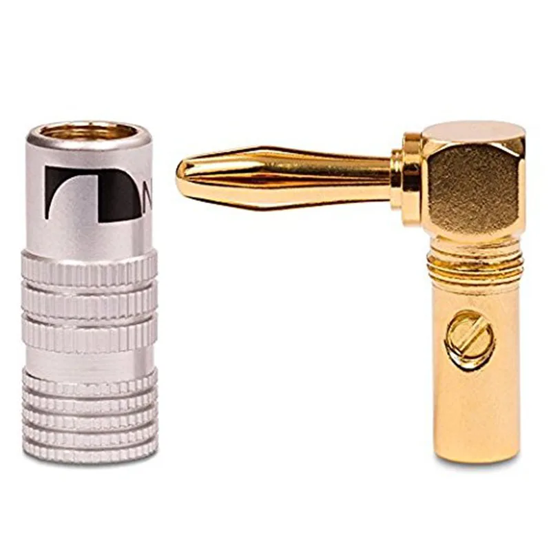 4 шт. 24K золото 90 градусов прямоугольный динамик НАКАМИЧИ вилки типа банан Аудио