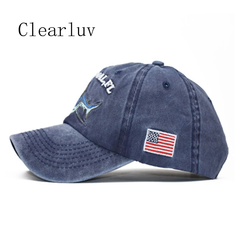 Outdoor Sport Men Women Washed Cotton Baseball Cap Embroidered Letter Shark Pattern Do Old Hats Fitted Caps Snapback Hat Gorras |
