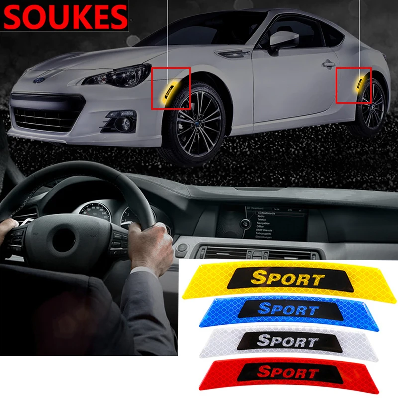 2 шт. колеса автомобиля бровей Светоотражающие предупреждающие полосы Стикеры