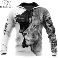 jesus and lion pattern 3d all over printed mens autumn hoodie sweatshirt unisex streetwear casual zip jacket pullover kj652