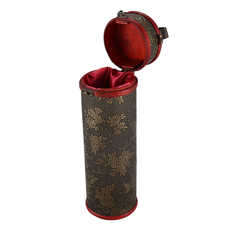 Цилиндр Винтаж Ретро деревянная хранение винных бутылок Подарочная коробка