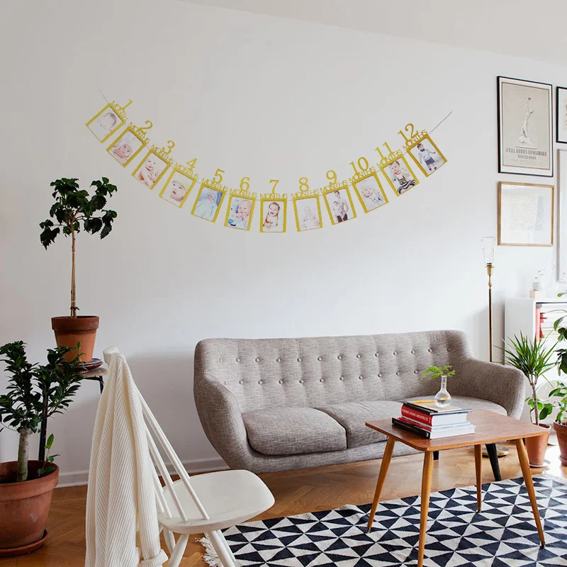 Лидер продаж! 12 месяцы фоторамка бумажный баннер украшение на первый день