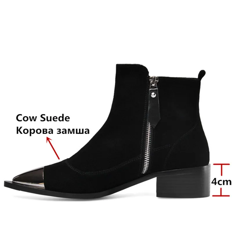 CONASCO Women Ankle Boots Platforms Spring Autumn Four Season Working Shoes Suede Leather Office Lady Rivets Buckles Woman | Обувь