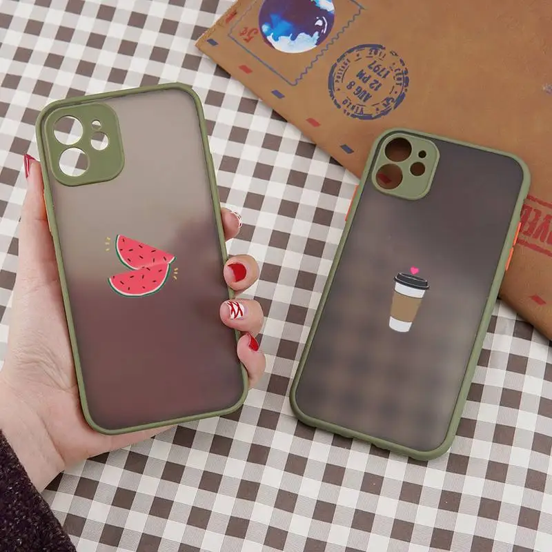 

Aesthetics Cartoon fruit Simplicity Art Phone Case matte transparent For iphone 7 8 11 12 plus mini x xs xr pro max cover