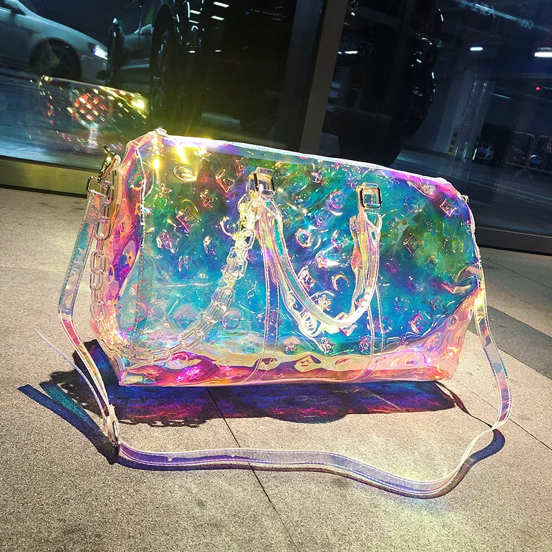 Лазерная красочная брендовая дорожная сумка прозрачная яркая Роскошная