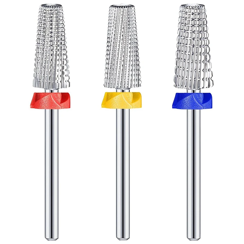

3 Pieces Nail Carbide 5 In 1 Bit Multi-Function Tapered Shaping Nail Drill Carbide Nail Drill Bit Use For Both Left