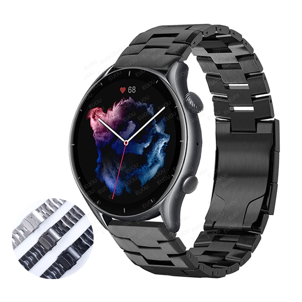 

Titanium Metal Strap Compatible with Amazfit GTR3 GTR 3 Pro / GTR 2 2e GTR 47mm / Stratos 3 Smartwatch Band Replacement Bracelet