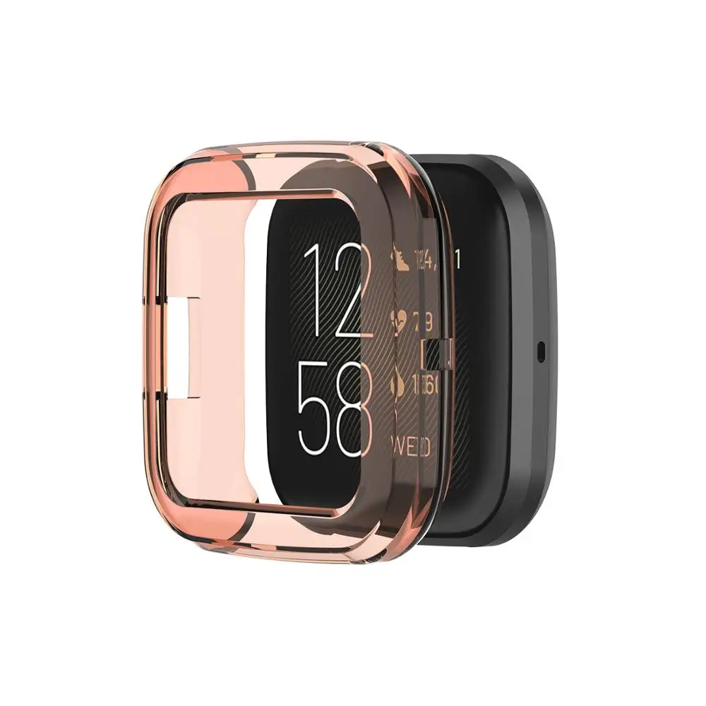 Orange Мягкий ТПУ прозрачный силикон чехол для Fitbit Versa 2 Smartwatch защитный корпус Versa2 сменные часы аксессуары - Цвет: Orange