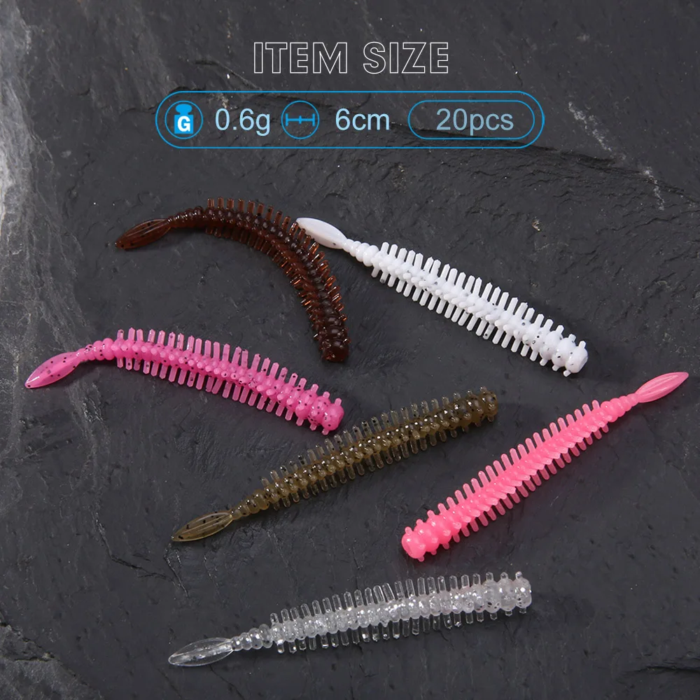 Wobbler soft Fishing Lure 20Pcs/jar 60mm 0.6g Artificial Lures Fishing Worm Silicone Bass Pike Swimbait Jigging Plastic Baits