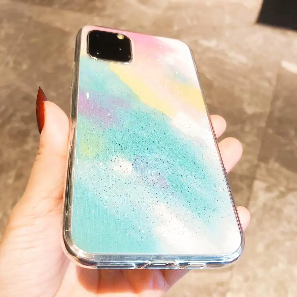 Модный мягкий ТПУ чехол Mashup Rainbow для iPhone 11 Pro Max 8 7 6 Plus X XR XS блестящий Hoesjes |