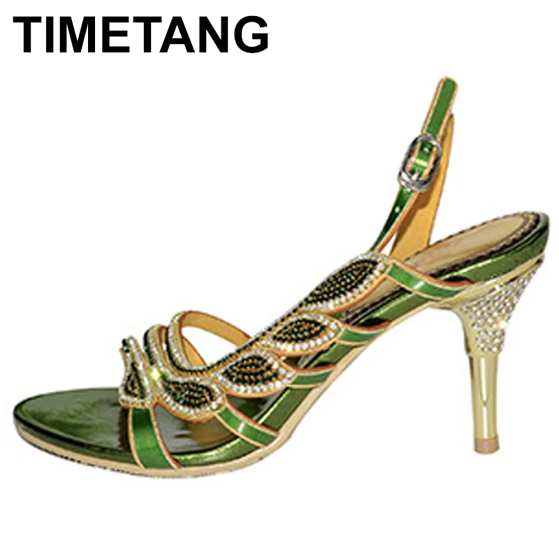 TIMETANG 2021 новые летние со стразами зеленого цвета в римском стиле высокого