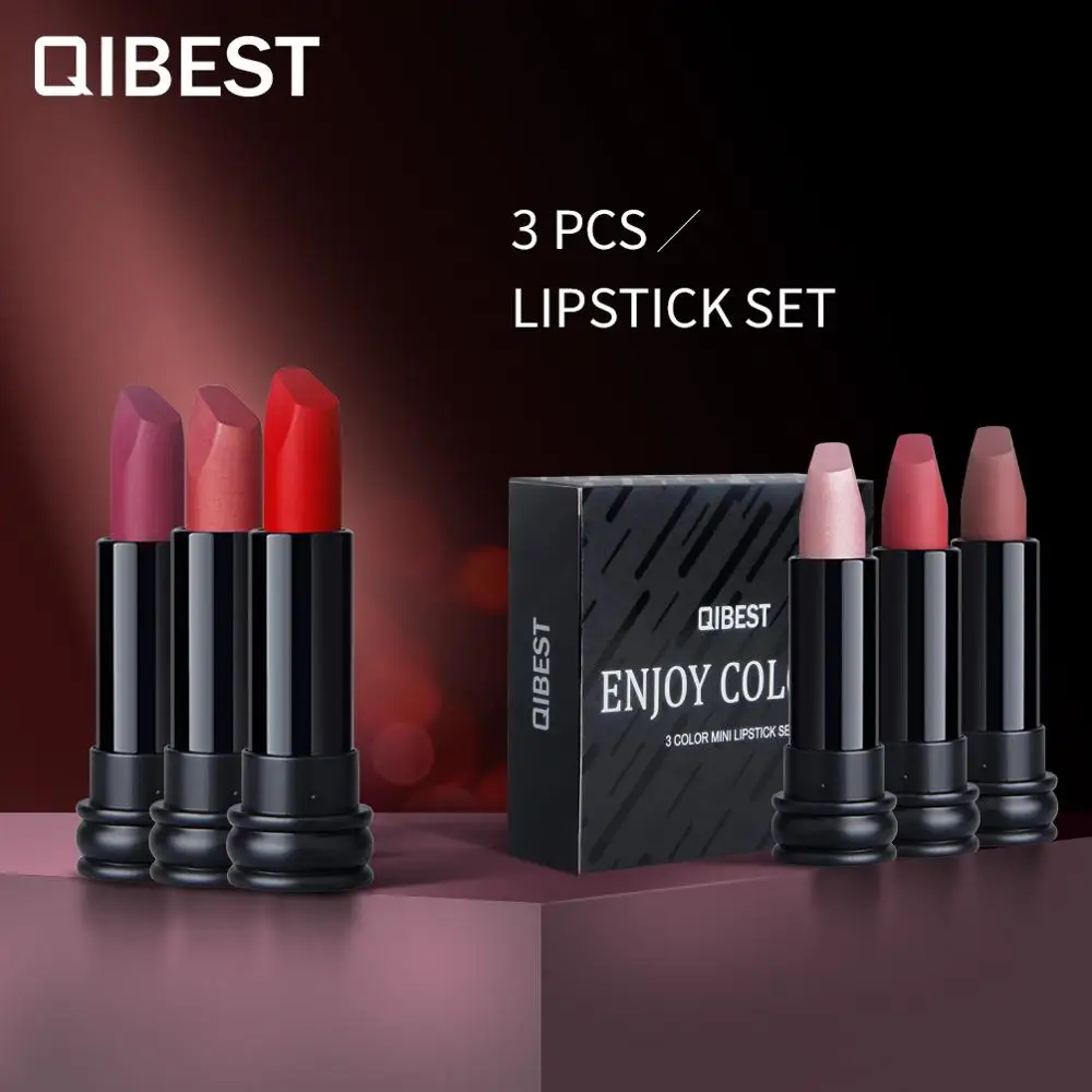 3Pcs/set Matte Pearlescent Lip Gloss Long Lasting Moisturizing Lipstick Sexy Red Lip Waterproof Cosmetic Set