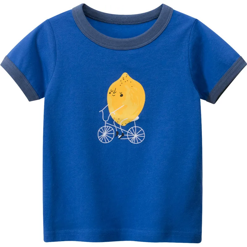 

Baby boy clothes Cotton T-Shirt Children soft Breathable Blue Cartoon Lemon sport top kids Clotning beach Clothes 1-8 Yrs Summer