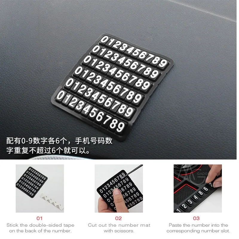 

Car Dashboard Anti Slip Mat Sticky Pad GPS Mobile Phone Holder Stand Parking Phone Number Plate Auto Accessories Decor