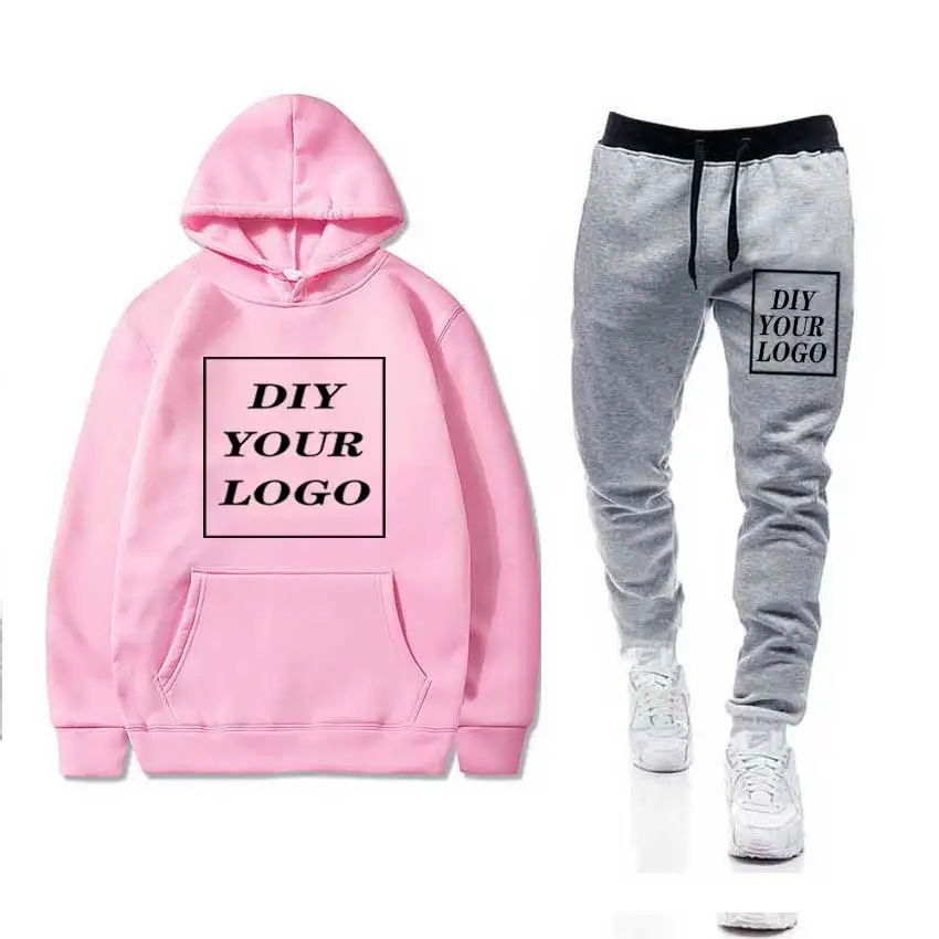 custom logo Print Мужские комплекты, спортивная одежда, Толстая Толстовка+ штаны, логотип «сделай сам», спортивные костюмы, повседневные толстовки, спортивный костюм, мужская спортивная одежда, спортивные штаны для фитнеса - Цвет: custom logo Print