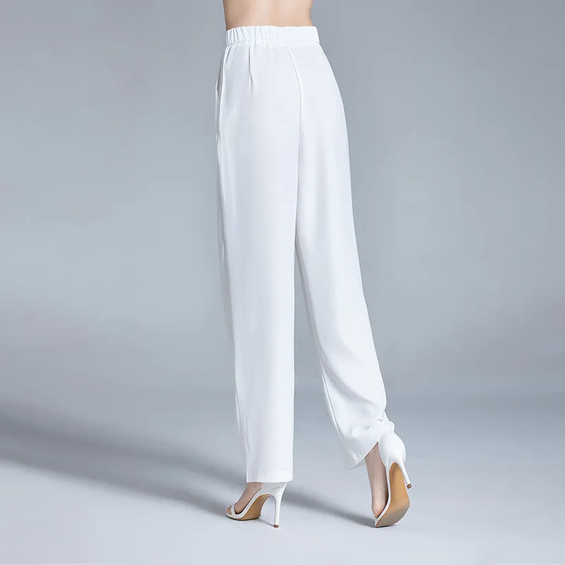 2021 Spring and Summer new arrival Women's mulberry silk pants loose straight pants mulberry silk large size pants summer 21A17