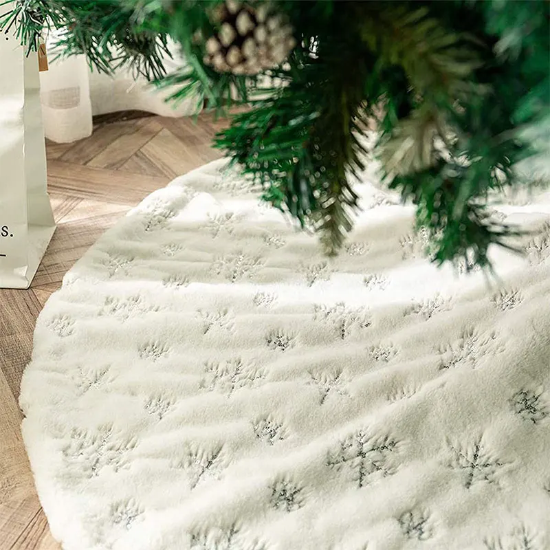 Белая юбка для рождественской елки, плюшевый ковер из искусственного меха для рождественской елки, украшения для рождественской елки, Ново...