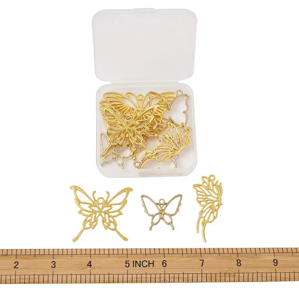 10 шт./компл. из золотого сплава с открытой спиной ободок Бабочка Подвески для DIY УФ
