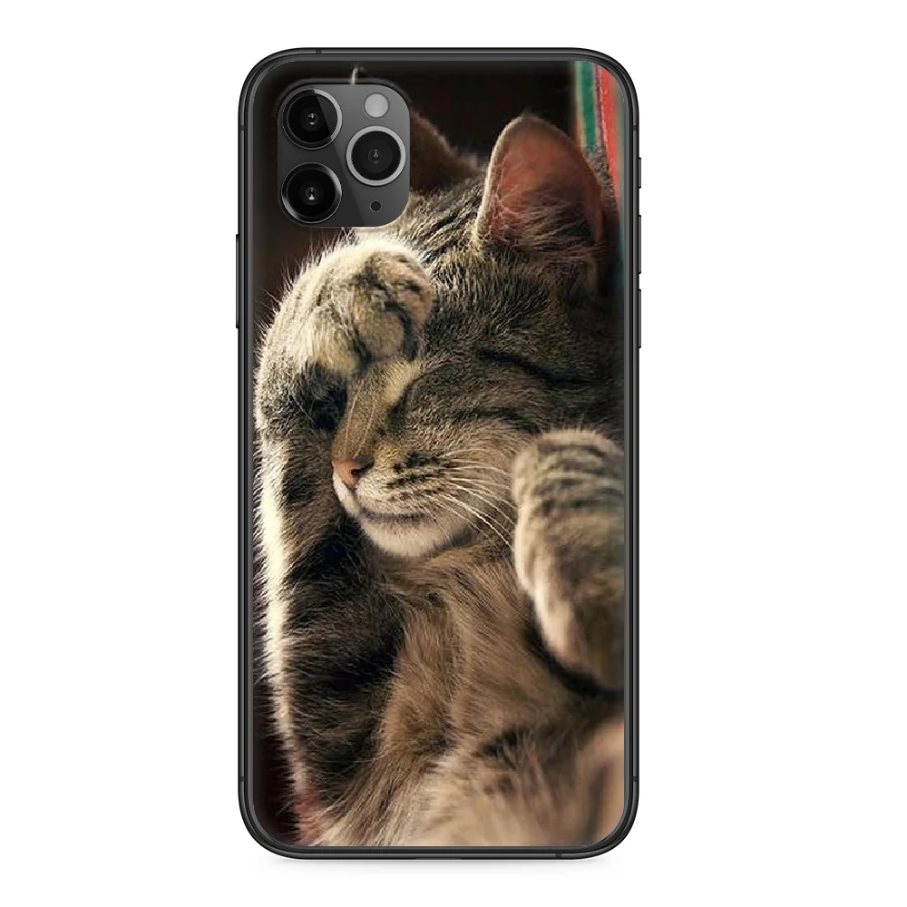 

Cat Cool lovely animal Phone Case cover For Iphone 11 7 8 XR 4 4S 5 5C 5S 6 6S PLUS X XS PRO SE 2020 MAX black cell cover