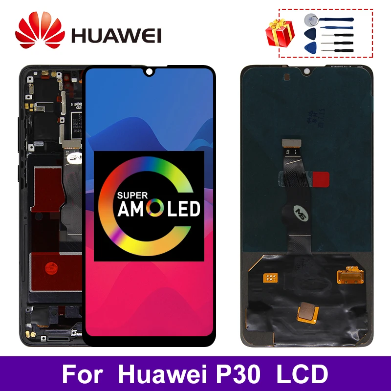 Super Amoled для HUAWEI P30 ЖК сенсорный экран дигитайзер Huawei дисплей ELE L29 L09 детали