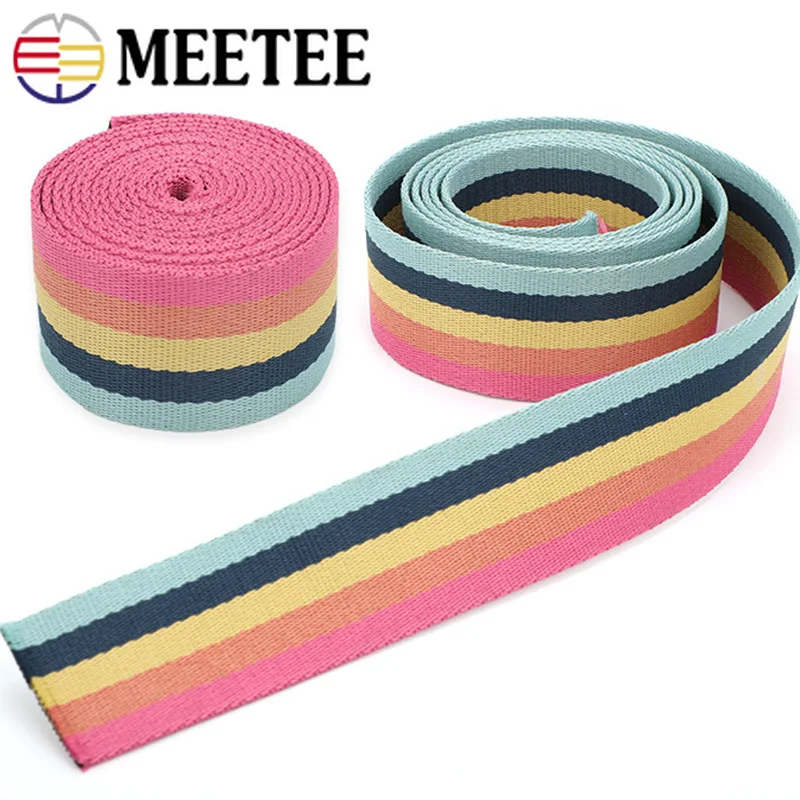 

Meetee 4/8M 38mm Polyester Weave Luggage Bags Strap Webbing Tape DIY Garment Decoration Lace Band Sewing Accessories RD053