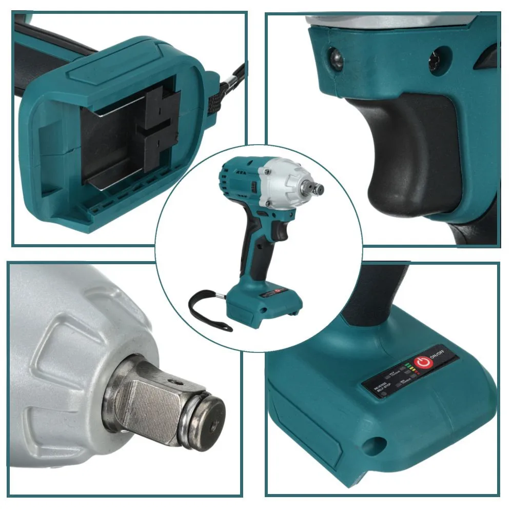 

18V Electric Brushless Impact Wrench Screwdriver Speed Rechargeable 1/2 Socket Wrench Power Tool Cordless For Makita Battery