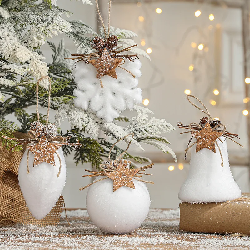

Christmas Foam Decoration Ball Bell Snowflake Tree Pendant Simulation Pine Nuts Fabric Red Plaid Bubble Xmas Interior Navidad