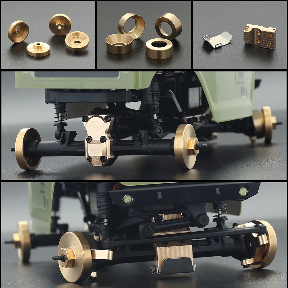 

SCX24 Heavy Brass Counterweight Wheels Hex Differential Cover Steering Knuckles for 1/24 RC Crawler Axial 90081 Lowering Gravity