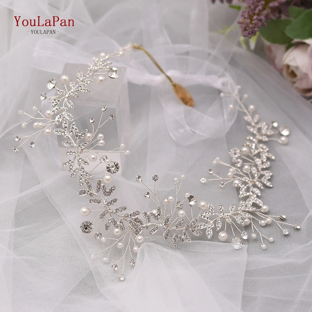 TOPQUEEN HP233 Wedding Hair Ornaments for Women Tiaras Bridal Rhinestone Headband Alloy Leaves Headpieces Headwear | Свадьбы и
