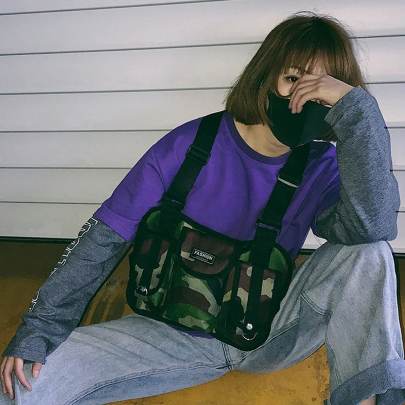Модная сумка для груди камуфляжная жилетка передняя жилета в стиле хип-хоп