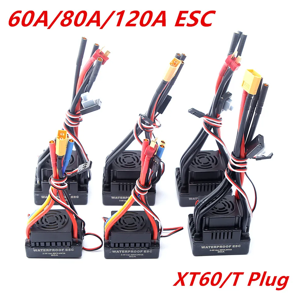 

Upgrade Sensorless 60A 80A 120A S-80A S-120A Brushless Waterproof ESC Electric Speed Controller with 5.5V / 3A BEC for RC Car