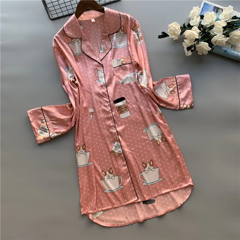 Женское шелковое атласное белье Smmoloa ночная одежда банный халат для весны и лета |