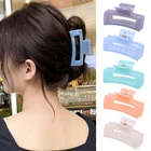 Заколка для волос женская однотонная, модный зажим для волос в Корейском стиле, аксессуары для волос, большой размер