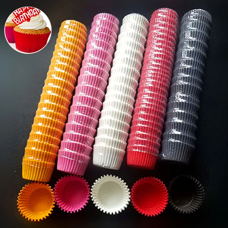 

1000Pcs Mini size Chocalate Paper Liners Baking Muffin Cake Paper Cups Cake Forms Cupcake Cases Solid Color Party Tray Cake Mold