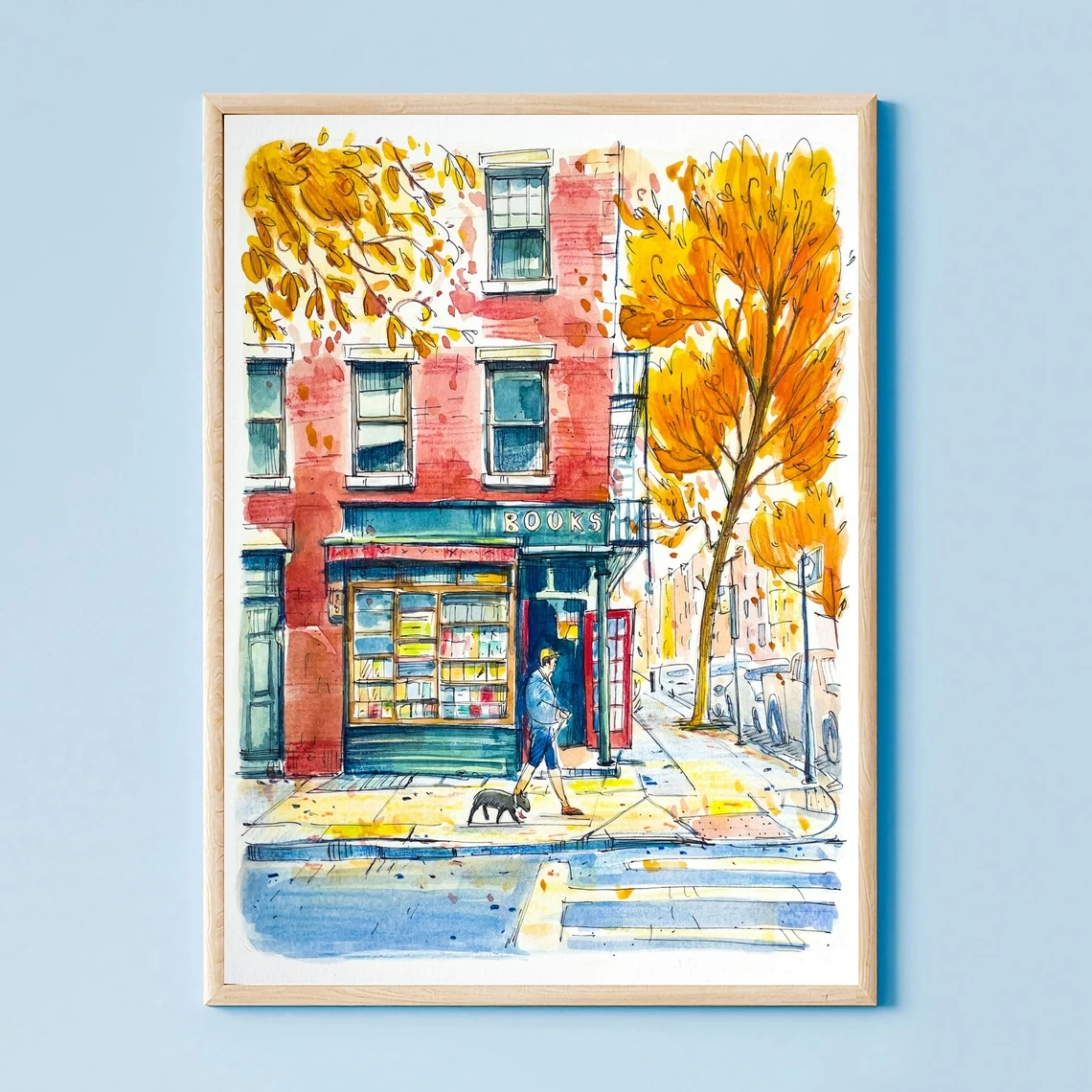 

Bookstore in Manhattan, New York City Print , NYC Watercolor Art Minimalist Alternative Art Poster Home Decor