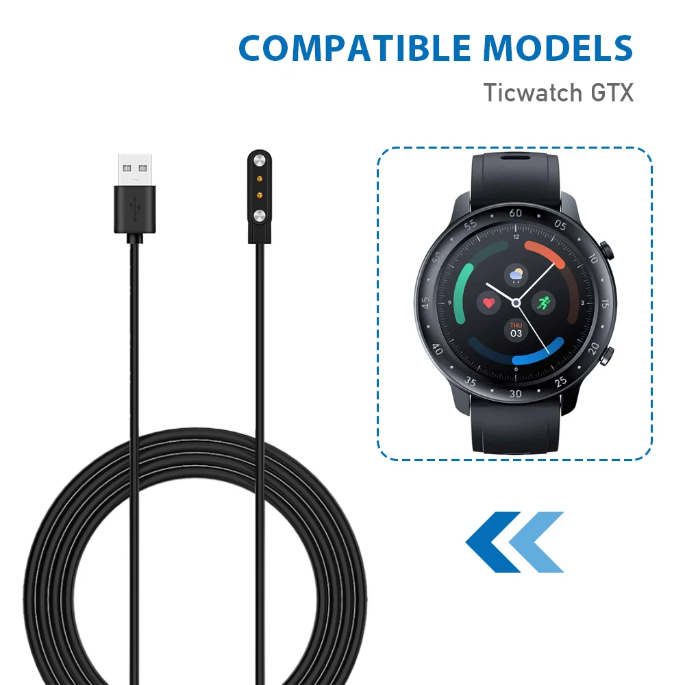 Зарядное устройство для Ticwatch GTX USB быстрая зарядка Магнитный док кабель 100 см
