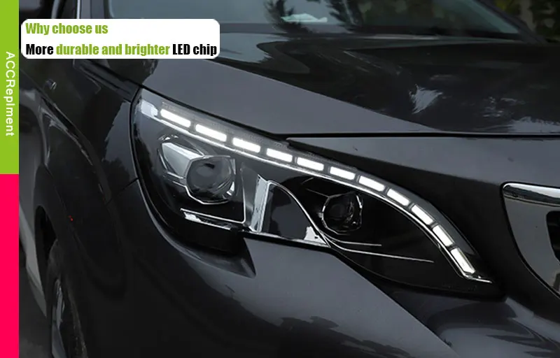 Авто освещение стиль светодиодный головной фонарь для PEUGEOT 3008 светодиодный фары- cob сигнальный светодиодный H7 hid Биксеноновые линзы ближнего света